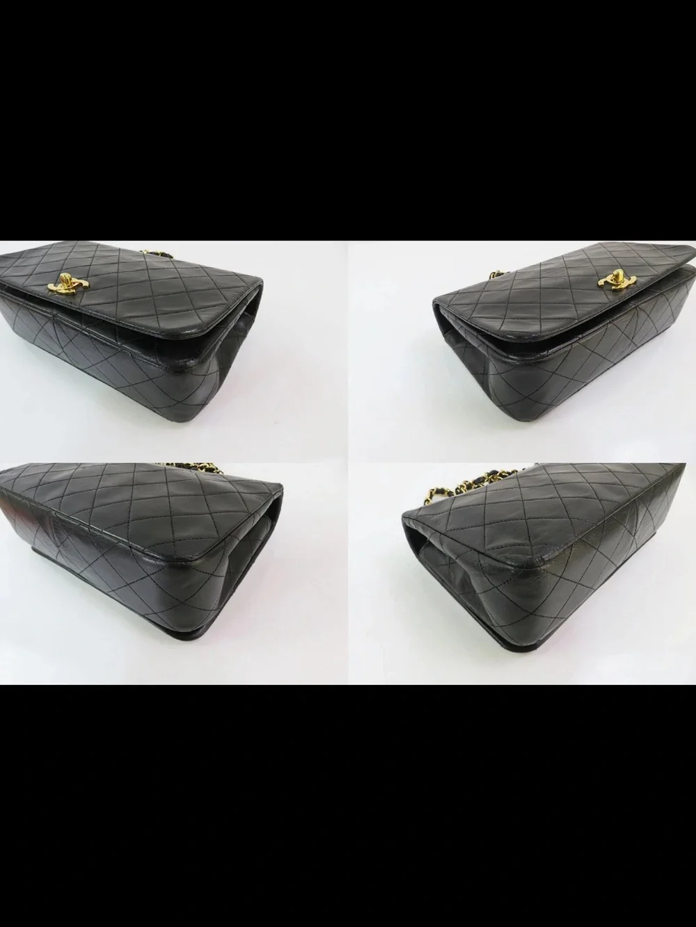 CHANEL Black Quilted Lambskin Shoulder Bag with Gold Hardware